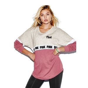 Varsity V-Neck Pullover Sweatshirt from VS PINK